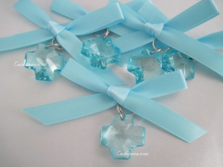 28B.  Boy Witness Pins with Dazzling Blue Faceted Cross